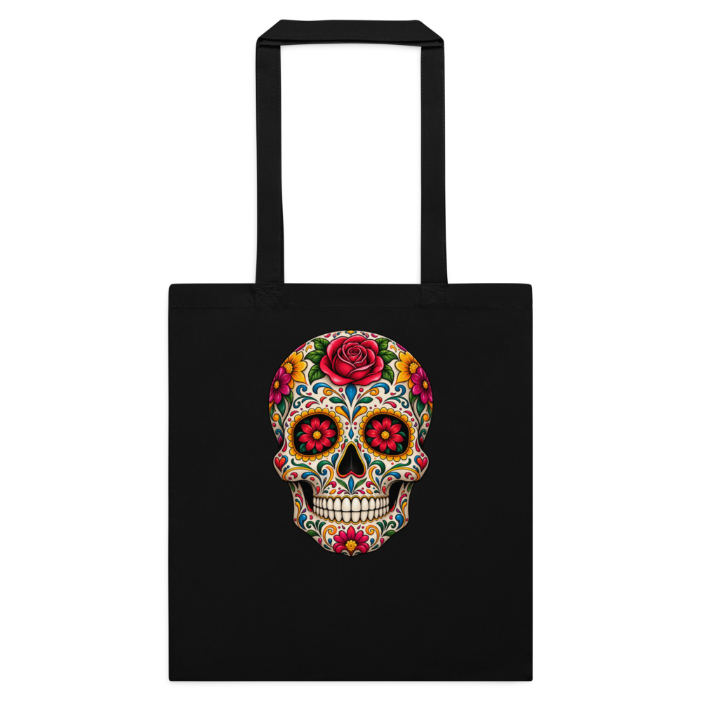 Skull Cotton Color Tote Bag · Black / One size