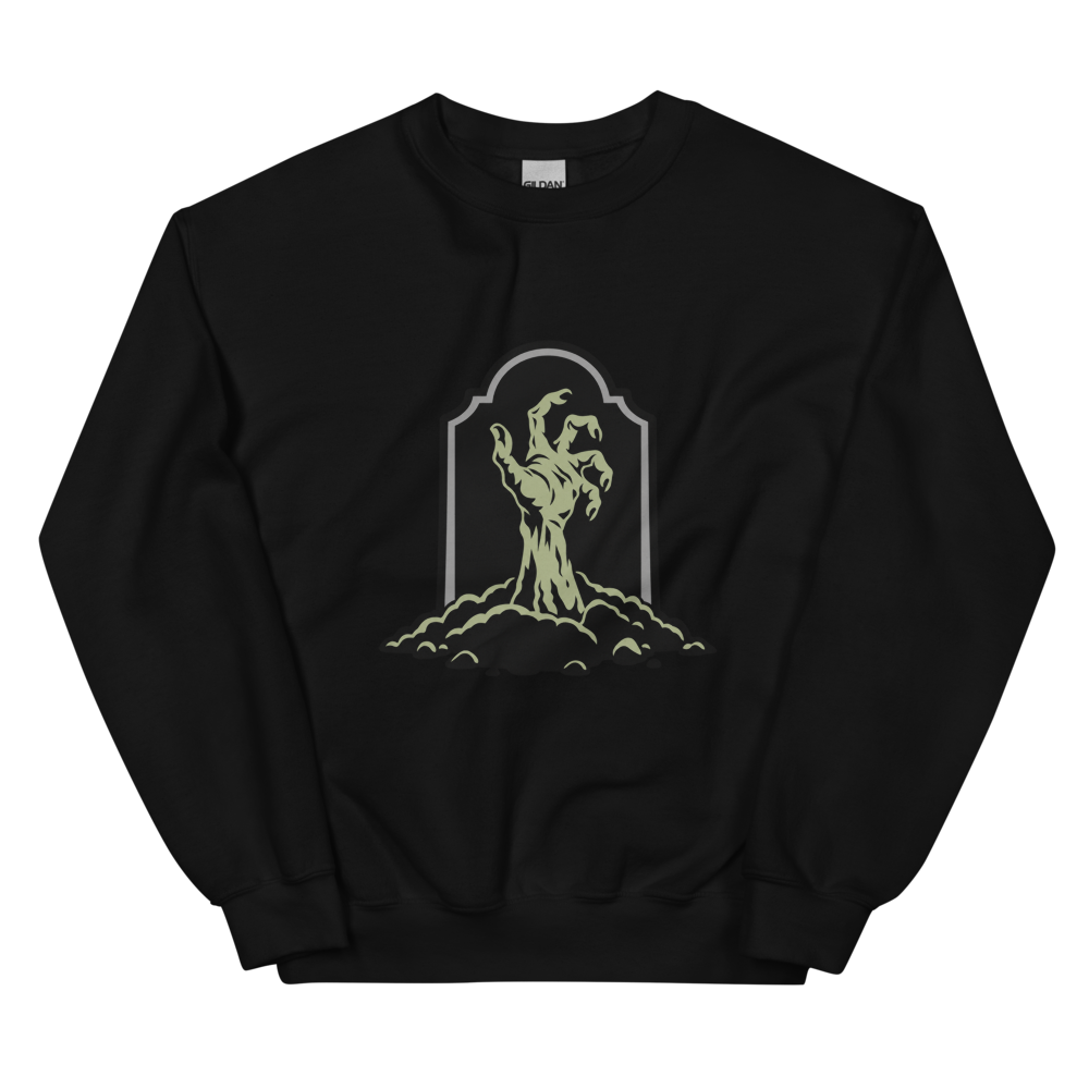 Zombie Hand on Grave Sweatshirt · Unisex / Black / S