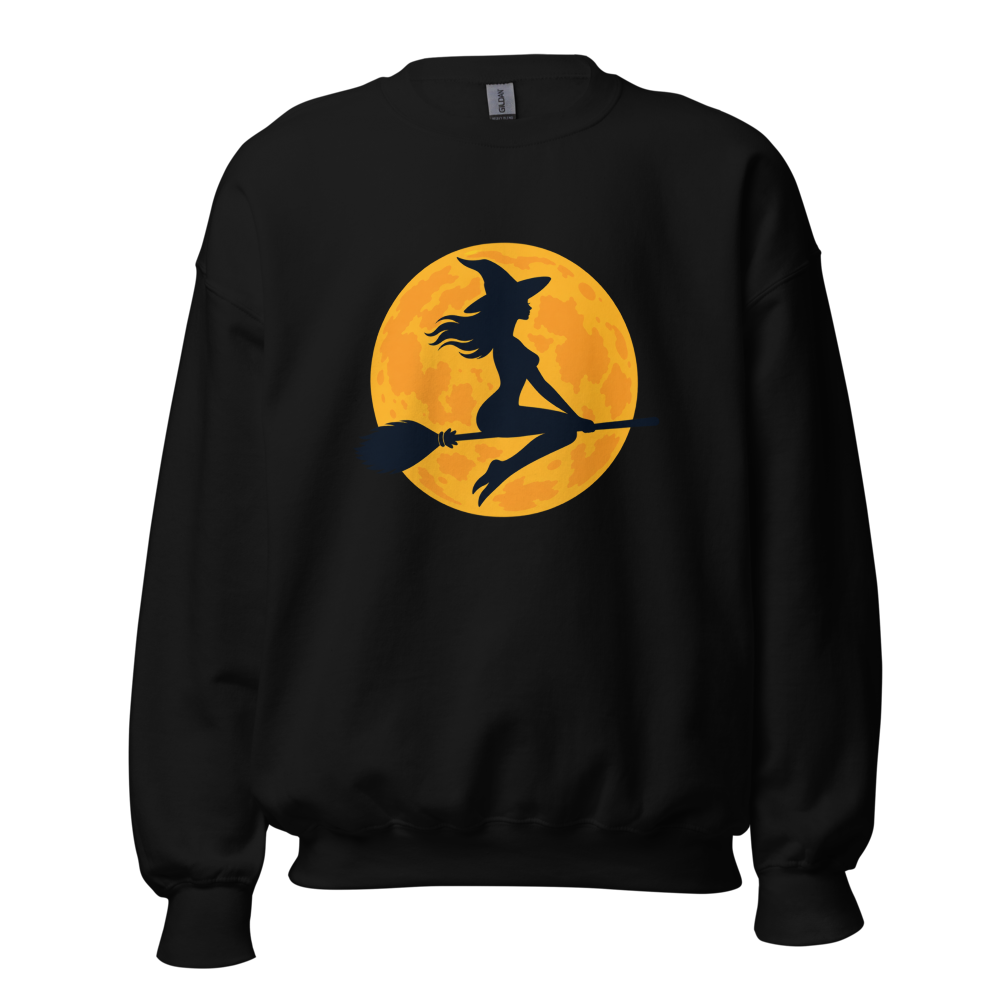 Witch on the Orange Moon Sweatshirt · Unisex / Black / S