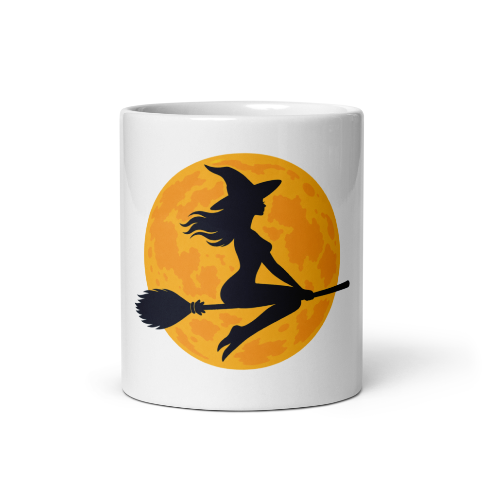 Witch Over the Orange Moon Mug · White / 11 oz