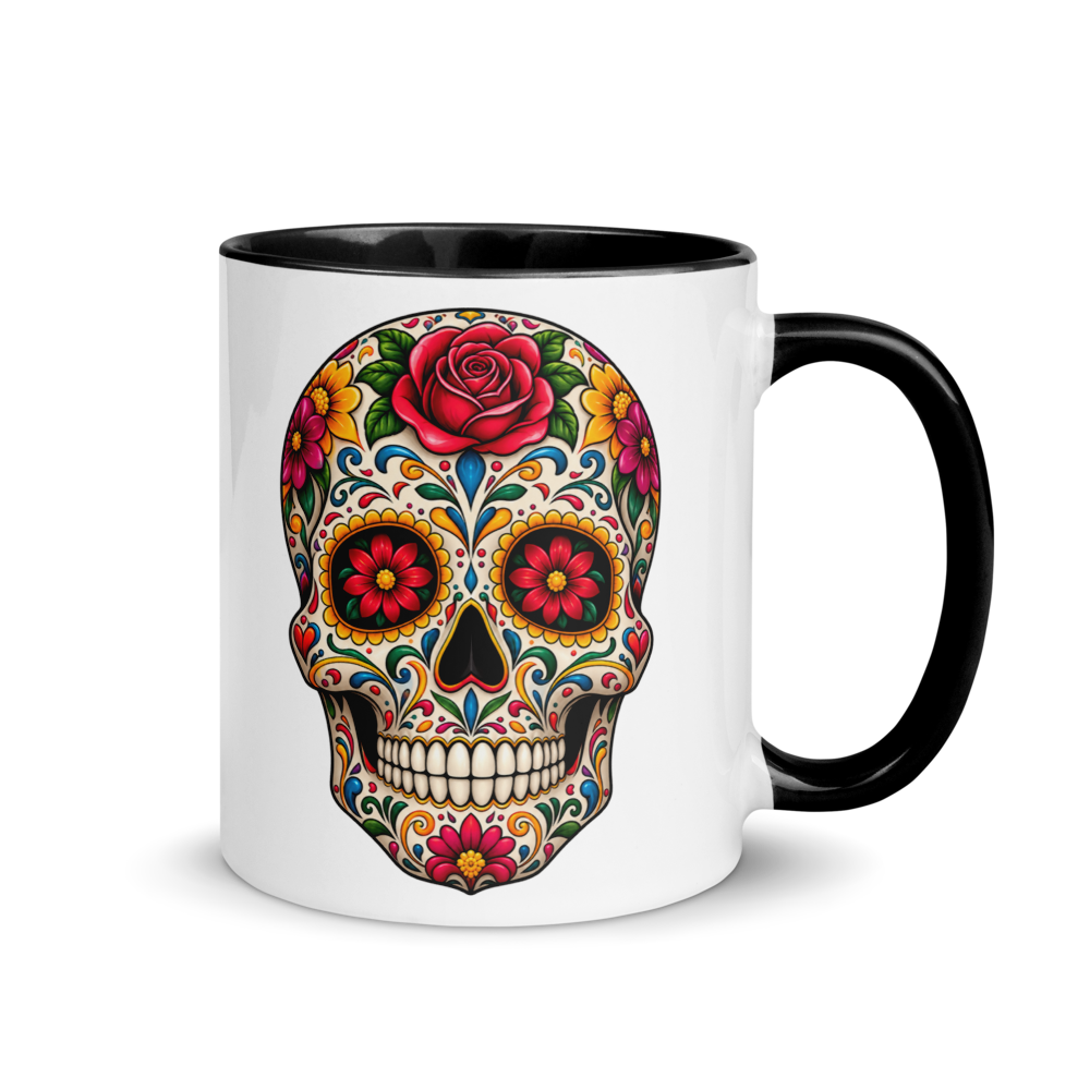 Skull Mug with Color Inside · Black / 11 oz