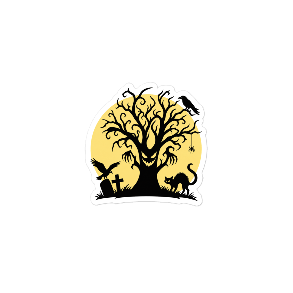 Malicious Tree under the Full Moon Sticker · White / 3″×3″