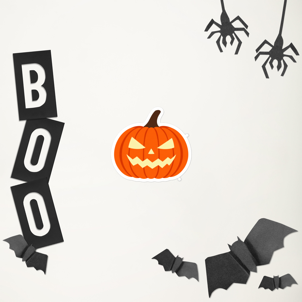 Halloween Pumpkin Sticker · White / 3″×3″