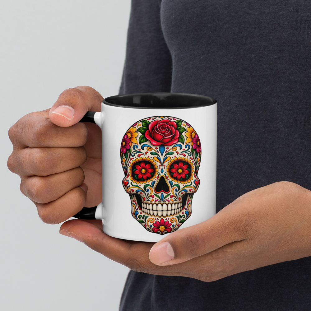 Skull Mug with Color Inside · Black / 11 oz
