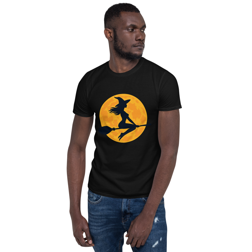 Witch Over the Orange Moon T-Shirt · Unisex / Black / S