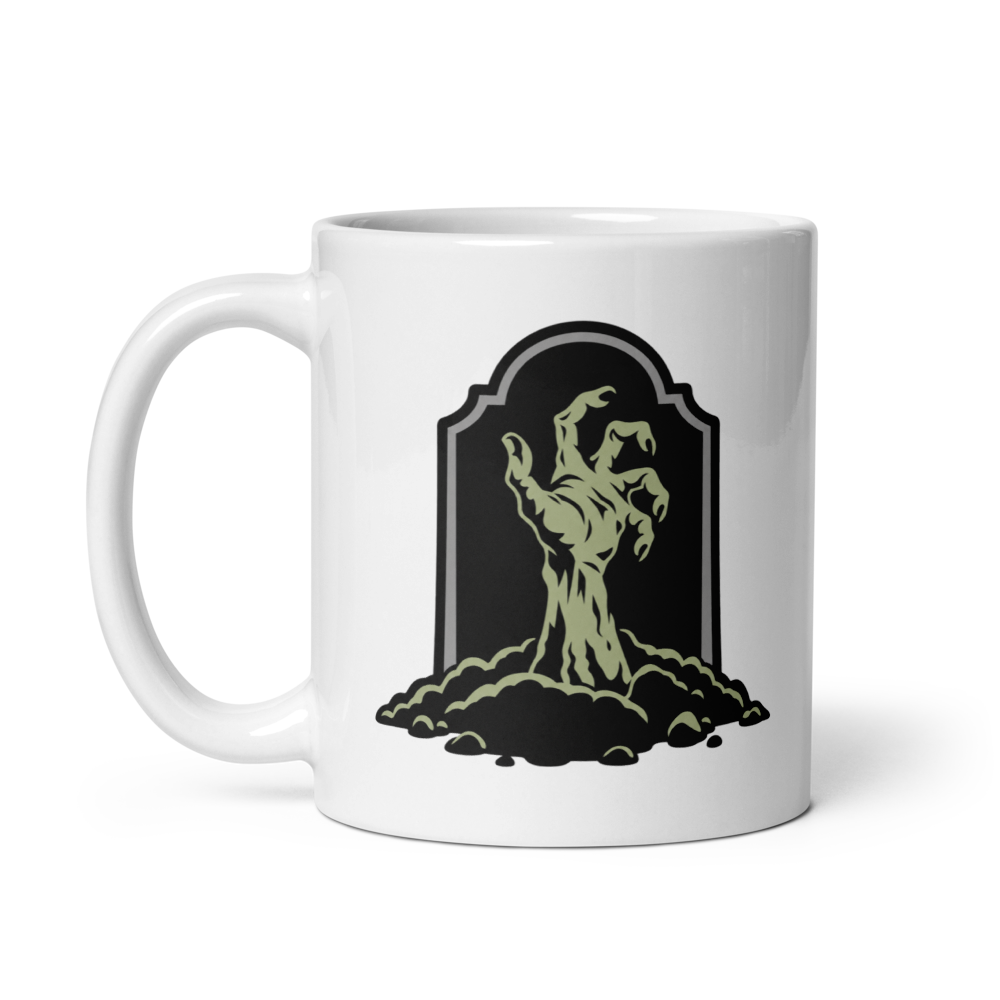 Zombie Hand Emerging from a Grave Mug · White / 11 oz