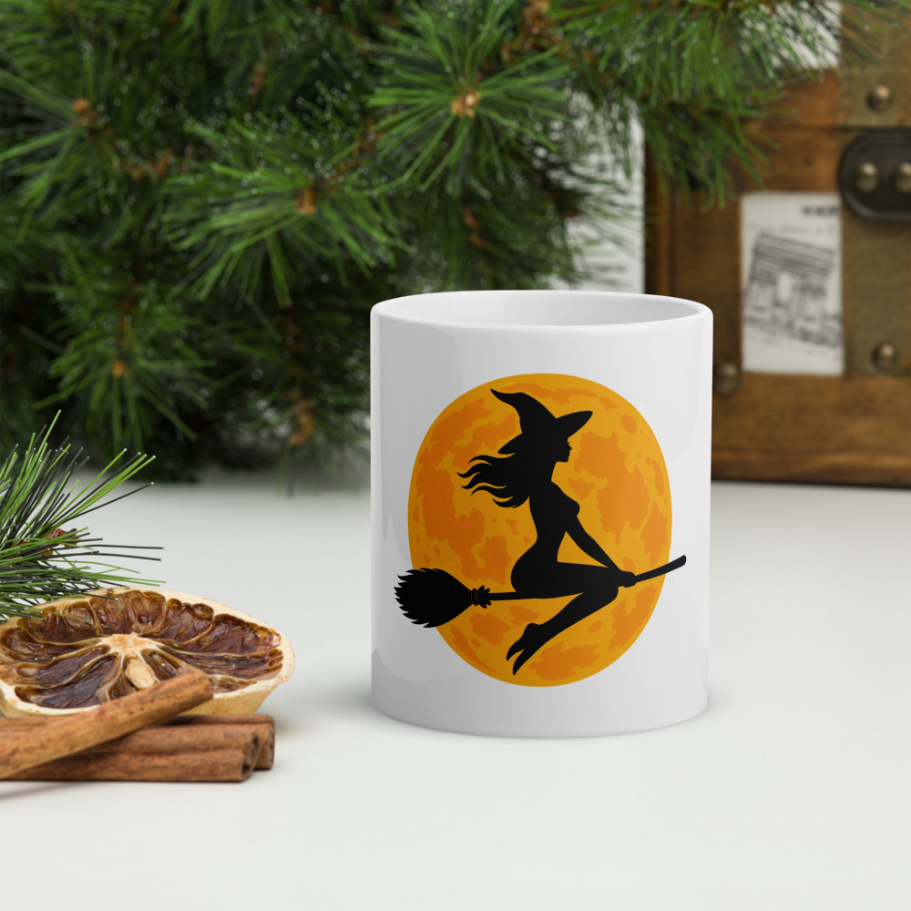 Witch Over the Orange Moon Mug · White / 11 oz