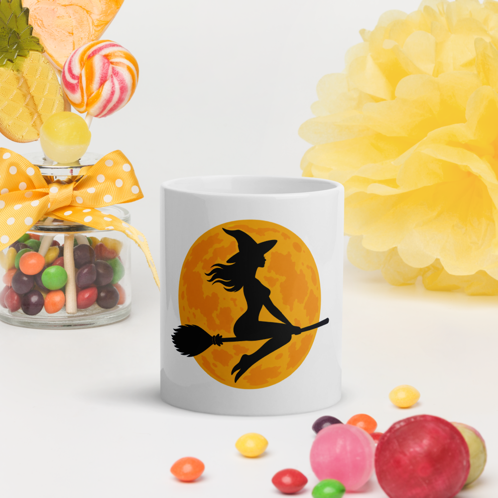 Witch Over the Orange Moon Mug · White / 11 oz