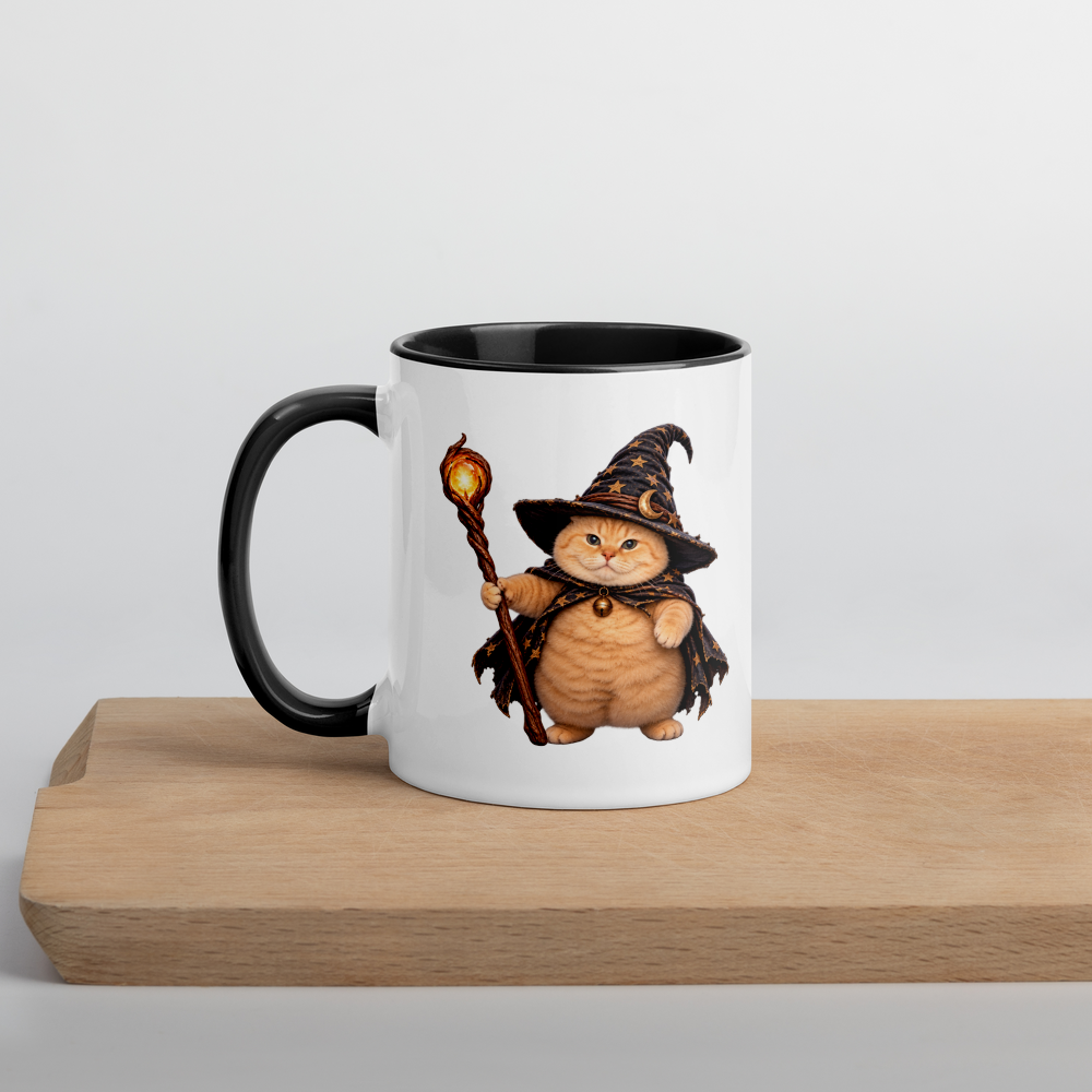 Witch Cat Mug with Color Inside · Black / 11 oz