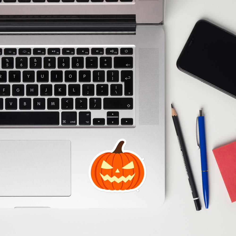 Halloween Pumpkin Sticker · White / 3″×3″